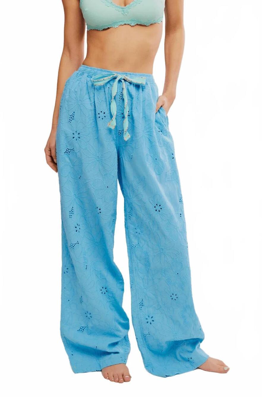 NEW FREE PEOPLE day drift pant in lakelife blue